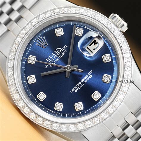 rolex datejust white gold blue